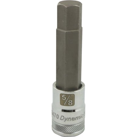 Dynamic Tools 1/2" Drive SAE Hex Head, 5/8" Long Bit, Chrome Finish Socket D013470
